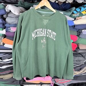 NCAA Michigan State Spartans Green Waffle Knit Thermal Long Sleeve Shirt XL